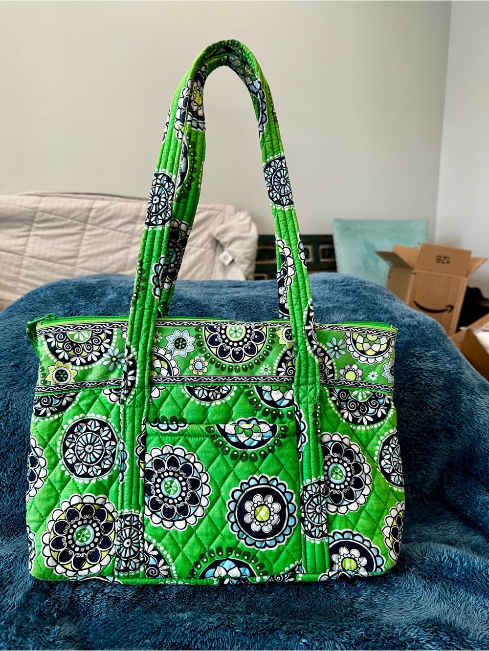 Vera Bradley Cupcake Green Retired Tote Bag with Removable Bottom